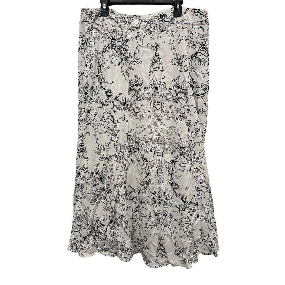Soft Surroundings Black White Floral Viscose Maxi Skirt 1X Bohemian Maximalist